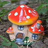 Donkivvy Ornamenti da giardino della casa delle fate in resina impermeabile funghi statua da giardino all'aperto figurine per patio prato ...