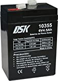 DSK 10355 - Batteria al piombo sigillata AGM ricaricabile da 6V 4,5 Ah. Ideale per allarmi domestici e industriali, giocattoli ...