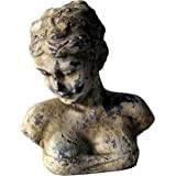 ecosoul Busto da donna con testa di donna, in stile shabby country, decorazione da giardino, in ceramica, colore: beige/bianco