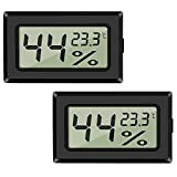 EEEKit 2-Pack LCD digitale temperatura umidità misuratore termometro, mini termometro digitale Igrometro e umidità calibro per serra/auto/casa/ufficio, nero