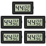 EEEKit 5-Pack LCD digitale temperatura umidità misuratore termometro, mini termometro digitale Igrometro e umidità calibro per serra/auto/casa/ufficio, nero