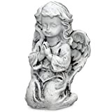 Elegante figurina angelo memoriale per interni ed esterni – Statuetta decorativa di angelo custode & funebre 16 cm – Statua ...