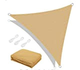 Emooqi Tenda a Vela Triangolare 3x3×3m, Vela Ombreggiante (Hdpe) Protezione UV per Terrazza Campeggio Giardino Esterno-Colore Sabbia