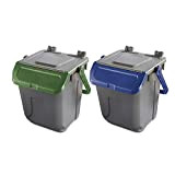 Eplastic Set 2 bidoni porta rifiuti - capacità 25 litri - bicolor con fondo grigio e coperchi con sportelli basculanti ...