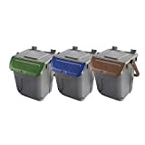 Eplastic Set 3 bidoni porta rifiuti - capacità 25 litri - bicolor con fondo grigio e coperchi con sportelli basculanti ...