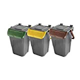 Eplastic Set 3 bidoni porta rifiuti - capacità 35 litri - bicolor con fondo grigio e coperchi con sportelli basculanti ...