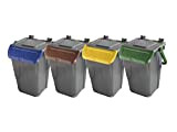 Eplastic Set 4 bidoni porta rifiuti - capacità 35 litri - bicolor con fondo grigio e coperchi con sportelli basculanti ...