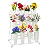 Espositore per fiori con secchi - 3 livelli 12 secchi, supporto per piante, espositore mobile per negozio di fiori con ...