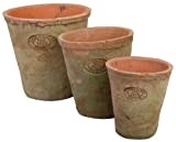Esschert Design AT01 Set di 3 vasi Rotondi, in Terracotta, Effetto Anticato