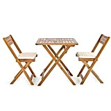 Estosa - Set tavolo in legno da giardino Set tavolo + sedie in legno di acacia, facile da chiudere per ...