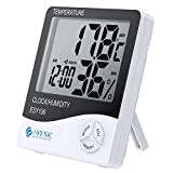 eSynic 1PZ 3 in 1 Igrometro Termometro Digitale con Display LCD Rilevatore umidità Temperatura e Sistema di Display Tempo 12-Ora ...