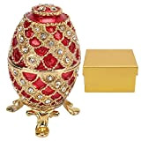Faberge Egg, portagioie in Metallo con Uova smaltate Vintage in Fiamme Strass Colori Vivaci a Forma di Uovo portagioielli per ...