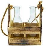 FeinKnick Eleganti vasi vintage – Due vasi in vetro in attraente struttura in legno – alto 20 cm – per ...