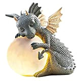 Figurina del drago da giardino, statue in resina da giardino meditate di drago ornamento realistico di animali che raccolgono stile ...