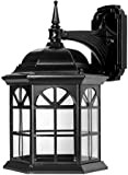 FJGHLBX Lampada da parete, lanterna in vetro nero, lampada decorativa da giardino, impermeabile, da parete, per veranda, esterni, esterni, antiruggine, ...