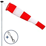 FLAGLY indicatore di direzione del vento in rosso-bianco 150x30x15cm con sospensione e girevole, resistente alle intemperie, indicatore di vento, Maniche ...