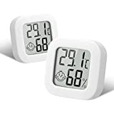Flintronic Igrometro Termometro per Interni, 2 Pezzi Mini LCD Digitale Thermometer con Emoji, per Casa Monitor di Temperatura e Umidità ...