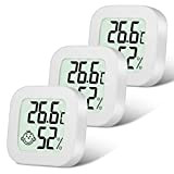 Flintronic Igrometro Termometro per Interni, 3 Pezzi Mini LCD Digitale Thermometer con Emoji, per Casa Monitor di Temperatura e Umidità ...