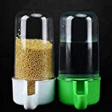 Folewr - Set di 2 mangiatoia per uccelli e bevitori in plastica trasparente, dispenser di semi e acqua, grande capacità, ...