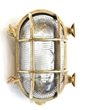Foresti & Suardi – Lampada ovale marittima, in ottone lucido, 235 x 165 mm, IP 54, attacco E27 (vetro trasparente), ...