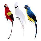 freneci 3X Schiuma Uccello Piumato Artificiale Simpatico Uccello Finto Giardino Casa Pappagallo Statua