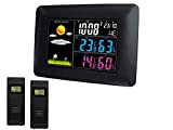 froggit WS60 Duo - Stazione meteorologica a colori con 2 sensori termici e igrometro esterni, orologio radio, sveglia, previsioni meteo