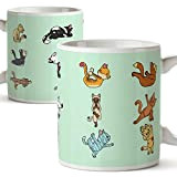 Funny Mug Cup for Yoga Lovers - Original Mug with Cats Doing Yoga - Ceramic 11 oz