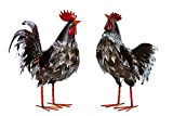 Gallo e gallina in metallo, set di statuette da giardino, statuetta decorativa da giardino (gallo e gallina V2)