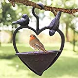 Garden Mile - Mangiatoia per uccelli a forma di cuore, in ghisa, per esterni, da appendere al giardino, ornamento decorativo ...
