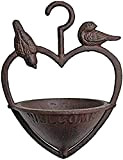 Garden Mile® - Mangiatoia per uccelli, in ghisa, a forma di cuore, per esterni, decorazione da giardino per uccelli selvatici, ...