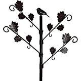 Garden Mile - Stazione di alimentazione decorativa per uccelli selvatici in ferro, con foglie e 4 rami regolabili per mangiatoie ...