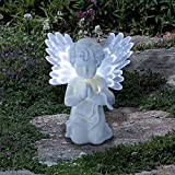 GardenKraft 12680 Luce d'angelo a LED ad energia solare | Cherubino Commemorativo Con Ali In Fibra Ottica | LED bianchi ...