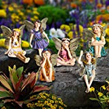 GloBrite - Set di 6 mini fate, ornamenti da giardino ed esterni, statue decorative e accessori
