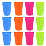 Golrisen 12 Pz Bicchieri di Plastica Dura Bicchieri di Plastica Riutilizzabili da 250 ml, Bicchieri Colorati in Plastica Ecologico e ...