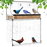 Greatideal Window Bird Feeders with Strong Suction Cups,Outdoor Clear Bird Feeders for Window - Weatherproof Wild Bird House with Bird ...