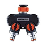 GRIFEMA GE1401-2, Distributore di irrigatori a 2 vie, sdoppiatore per tubi, con interruttore di controllo, Flusso d'acqua a 2 o ...