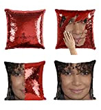 Halle Berry Face Beautiful Red Carpet_MA0141 Pillow Cover Sequin Mermaid Flip Reversible Cuscino Meme Emoji Actor Girls Boys Couch Office ...