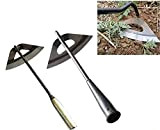 Hand-Held all-Steel Hardened Hollow Hoe, Hollow Hoe for Gardening, Weeding Tilling Digging Chopping Garden Hand Tool (Small+Large)