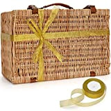 HappyPicnic Cestino da picnic in vimini da 43,2 cm, cestino da picnic in vimini, cestino da regalo, colore naturale