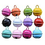 HEALLILY 30pcs Mini Metal Bells 22mm Colorful Round Jingle Bell Keychain Charm Hanging Pendant Jewelry Ornaments Dog Collar Bells Festival ...