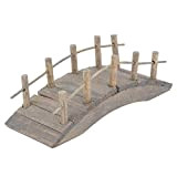 Hemoton - Ponte in legno per giardino in miniatura fata da giardino, micro paesaggio, decorazione da giardino, 10 cm