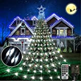 Hezbjiti Luci di Natale, 714 LEDs Cascata di Luci Fatate con Stella Topper, Luci Albero di Natale 8 Modalita e ...