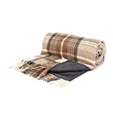 Highland Coperta da picnic scozzese in misto lana scozzese per parco all'aperto, campeggio, spiaggia, portatile, calda e confortevole (vestito naturale ...