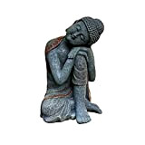 HNXNR Statua di Buddha da meditare, statuetta da giardino zen da giardino che dorme seduto, resistente alle intemperie, per patio, ...