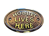 "Hobbit vive qui" casa/giardino placca da parete con scritta IN nero con scritta IN rilievo