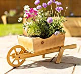 Homezone Garden Mile®, carriola ornamentale in legno rustico, 70 cm, per giardino esterno, contenitore per piante e fiori, decorazione da giardino