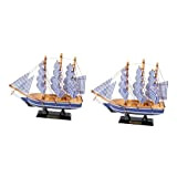 HOMSFOU 2Pcs Modello Mediterraneo Figurine Decorazione Regalo Vela Oceano Spiaggia Compleanno Barca Nave Regali Scultura Decorazione Foto Scolpito Nautico Barca ...