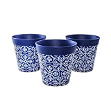 Hum Flowerpots, Set di Tre Vasi per Piante da 15cm, Vari Modelli, Colori e Dimensioni, per Interni ed Esterni, Blu ...