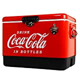 Ice Chest Beverage Cooler with Bottle Opener 51 Litre /54 Quart, Red,, Easy Cleaning, Use for Camping, Beach, RV, BBQs, ...
