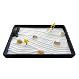 ICNBUYS - Mini Giardino Zen con Vassoio, Sabbia, rastrello Classico, rastrello da Disegno e per appiattire la Sabbia, Guida per ...